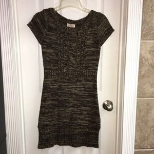 Short Sleeve Brown Knit Dress